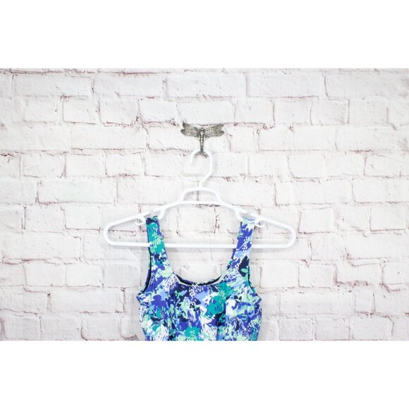 LL Bean BeanSport Swimwear Scoopneck Tankini Top Print Blue Size 4 - Picture 4 of 10